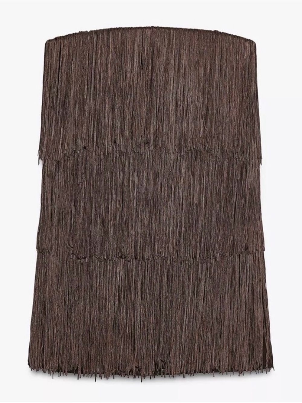 Zara Strapless Fringe Mini Dress in Brown - Picture 2 of 2